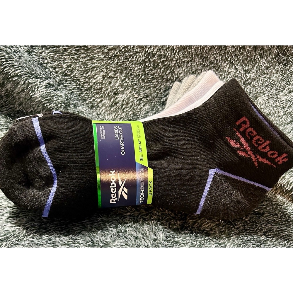 Reebok (6 Pairs ) Quarter Cut Socks Size 4-10 Multicolor (YB)